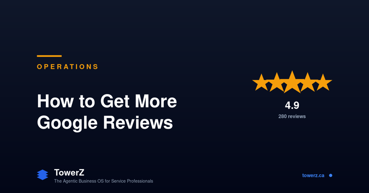 A proven playbook to get more Google reviews for a service business without asking awkwardly or breaking Google's rules. Automated flows in TowerZ.